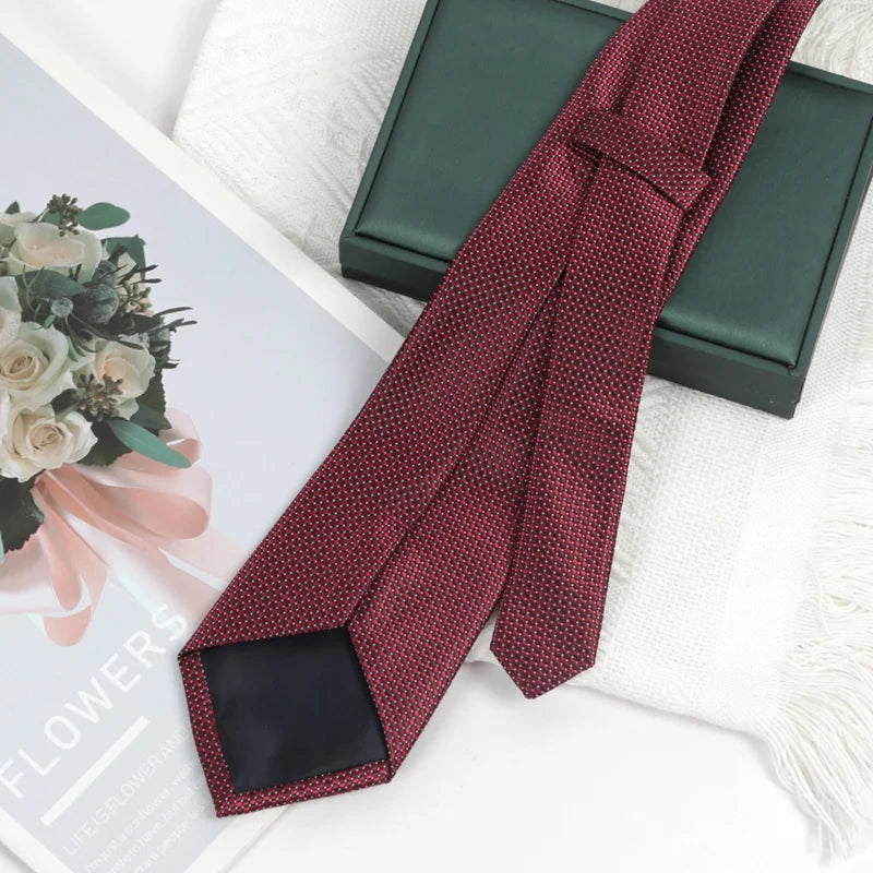 Men's Luxury Burgundy Jacquard Ties Mens Necktie Paisley Groom Neck Qme