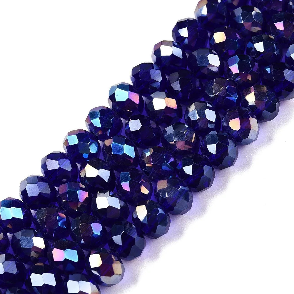 Pandahall 20strands Glass Multicolor Beads AB Plated Faceted 8x6mm