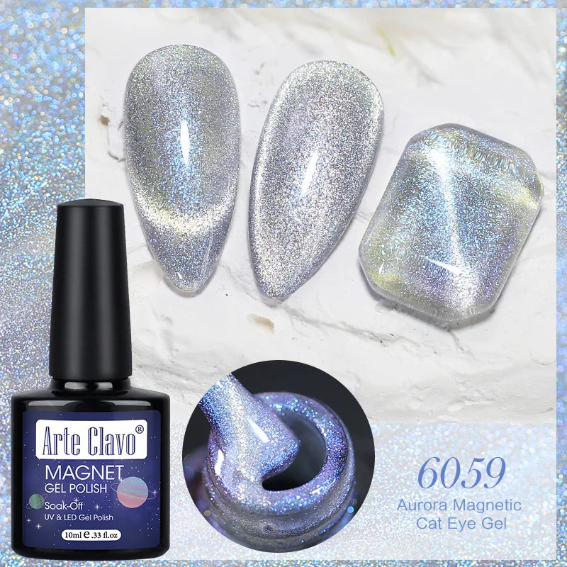 Arte Clavo Auroras Cat Eye Magnetic Gel Unicorn Shining Transparent Qme 6059