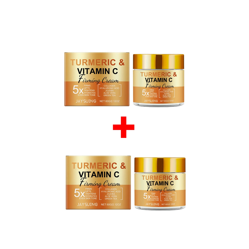 Jaysuing Turmeric Firming Face Cream Fade Fine Lines Brighten Skin Tone Reduce Dark Spots Collagen Moisturizing Facial Cream 60g Qme 120g Boxed