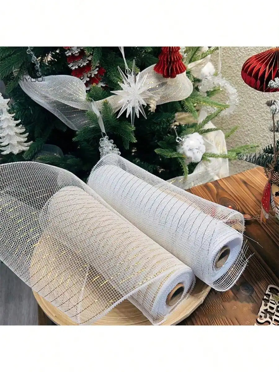 1 Roll 9-meter-long Satin Ribbon Christmas Decoration Net Mesh Qme