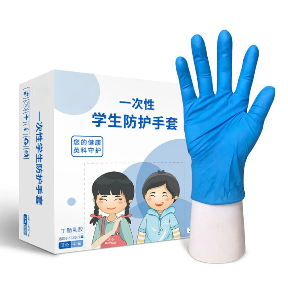 Blue Disposable Latex Gloves Anti-static Durable Gloves For Kitchen Cooking Tools anitary Drawing Protective Gloves for Kids Qme