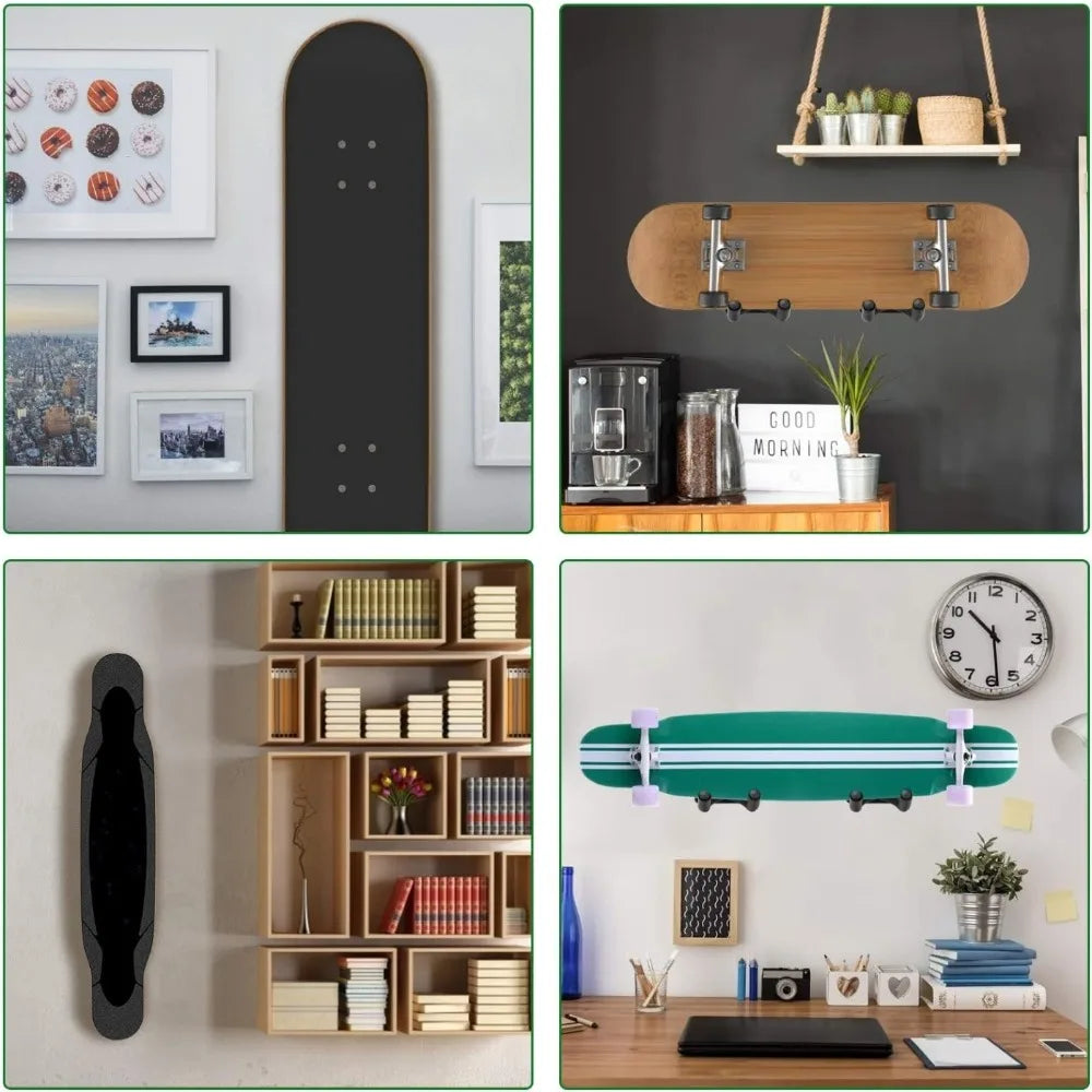 Skateboard Wall Hanger, Bracket, Suitable for Skateboard Guitar Long Board Skiboard and Display Stand, Equipped with Screws Qme