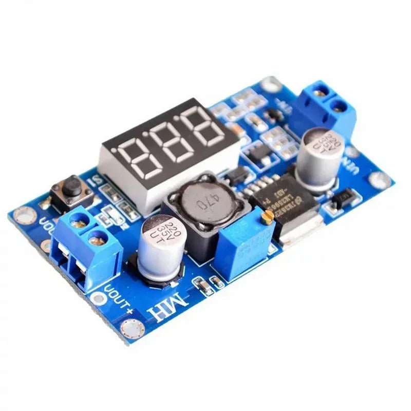 Adjustable step - down DC - DC module with digital voltmeter display, regulated power module lm2596s Qme Default Title