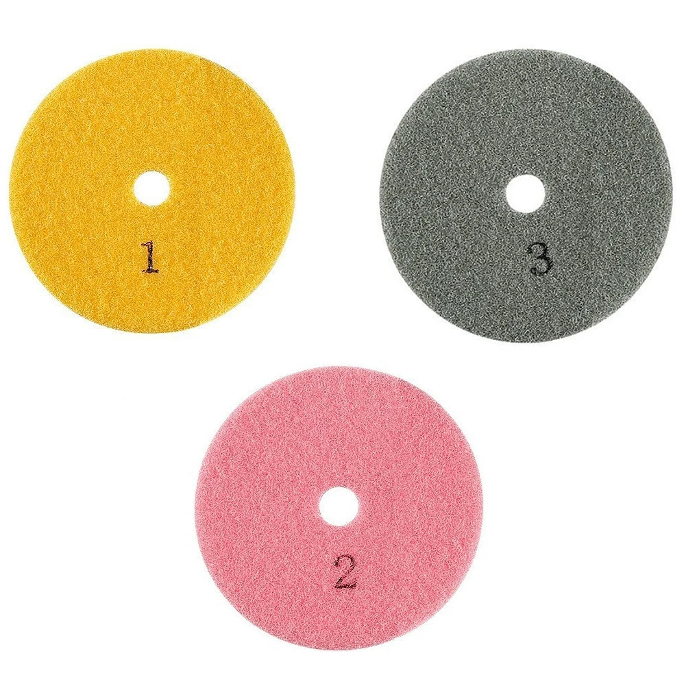 3 PCS 4 Inch 100mm Dry/Wet 3 Step Set Polishing Pads Granite Polishing Tool For Marble Stone Concrete Grinding Abrasive Qme