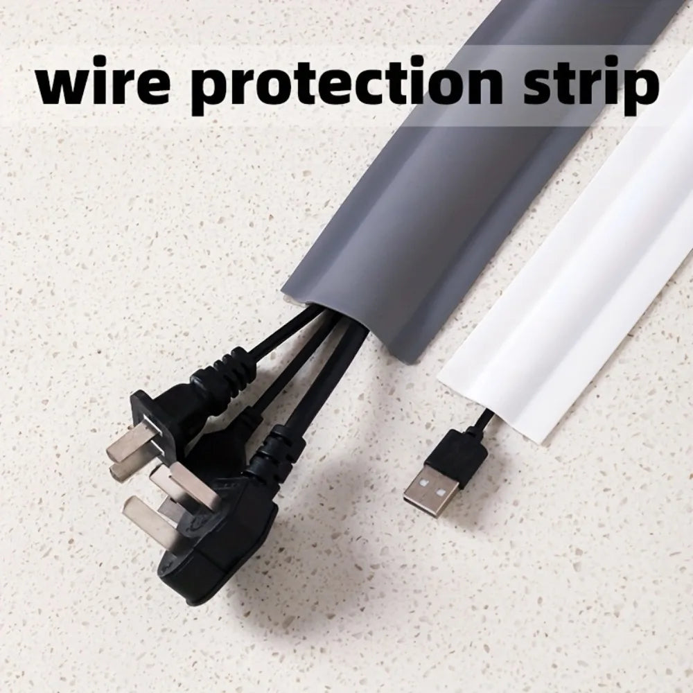 Floor Cord Cover,PVC Cable Protector,Extension Protect Wires&prevent Trips,,Self-adhesive, Suitable For Floors,wall And Desktop Qme