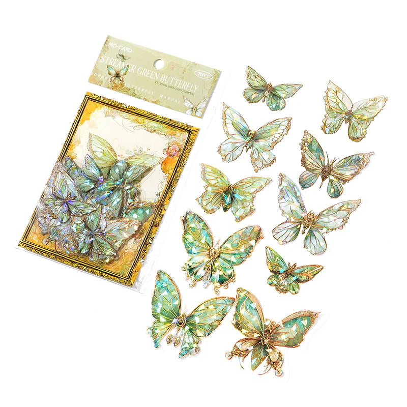 20Pcs PET Butterfly Stickers Transparent Decorative Decals DIY Scrapbooking Collage Photo Album Waterproof Decor Stickers Qme 4