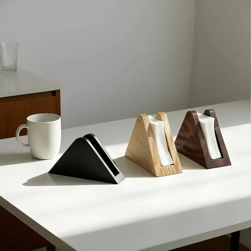 Wood Tissue Dispenser, Non-Slip Bottom Napkin Organizer, Decorative Paper Storage Box for Bathroom, Kitchen & Bedroom Countertop Qme