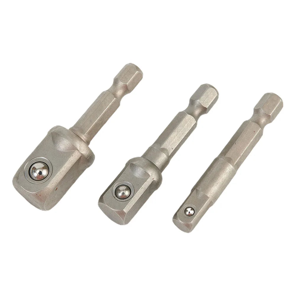 3 Pcs Chrome Vanadium Steel Socket Adapter Set Hex Shank 1/4" 3/8" 1/2" Extension Drill Bits Bar Set Power Tools Accessory Qme