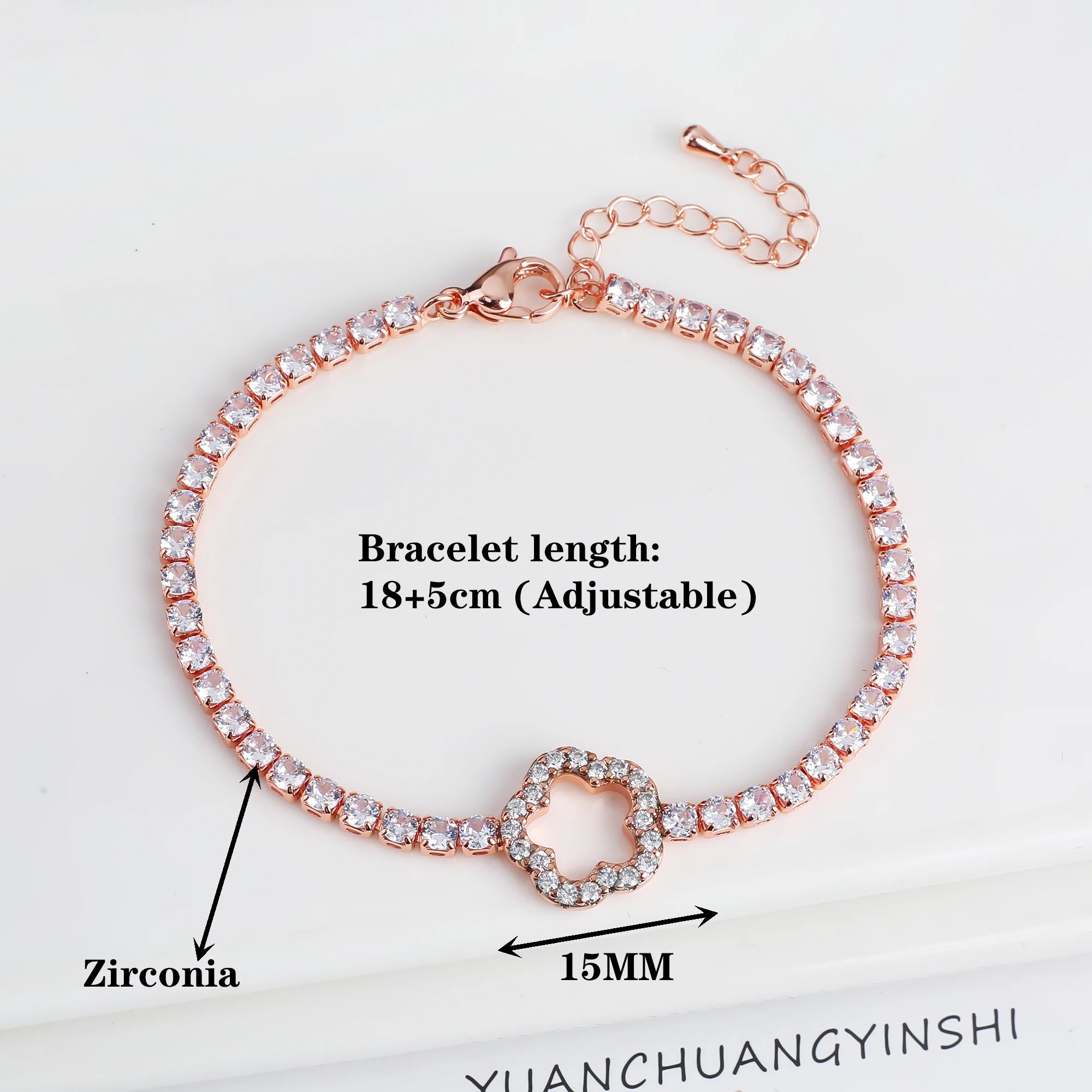 Gold/Silver/Rose Gold Shiny Cubic Zirconia Hollowed Out Five Leaf Flower Bracelet Simple for Woman Party Fashion Jewelry Clover Qme