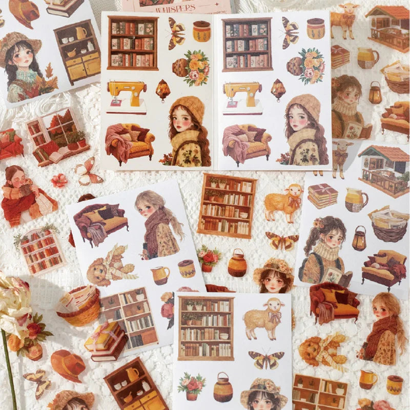 Romantic Couple Sticker Pack 10 Sheets/Bag Scrapbook Stationery DIY Journal Phone Case Notebook Decoration Qme