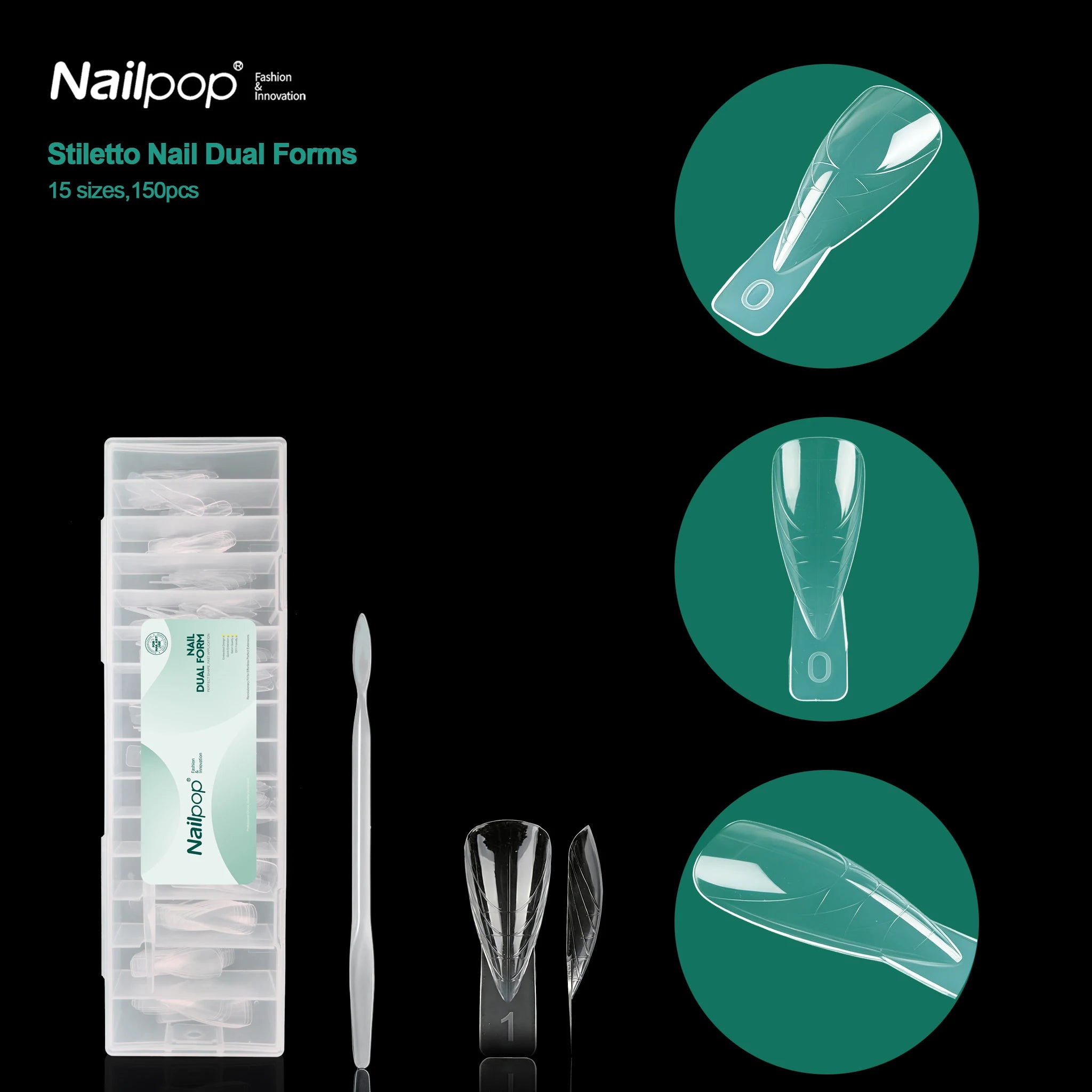 Nailpop Pointed Nail Forms 15 Sizes Professional Salon Easy Use Reuse Qme