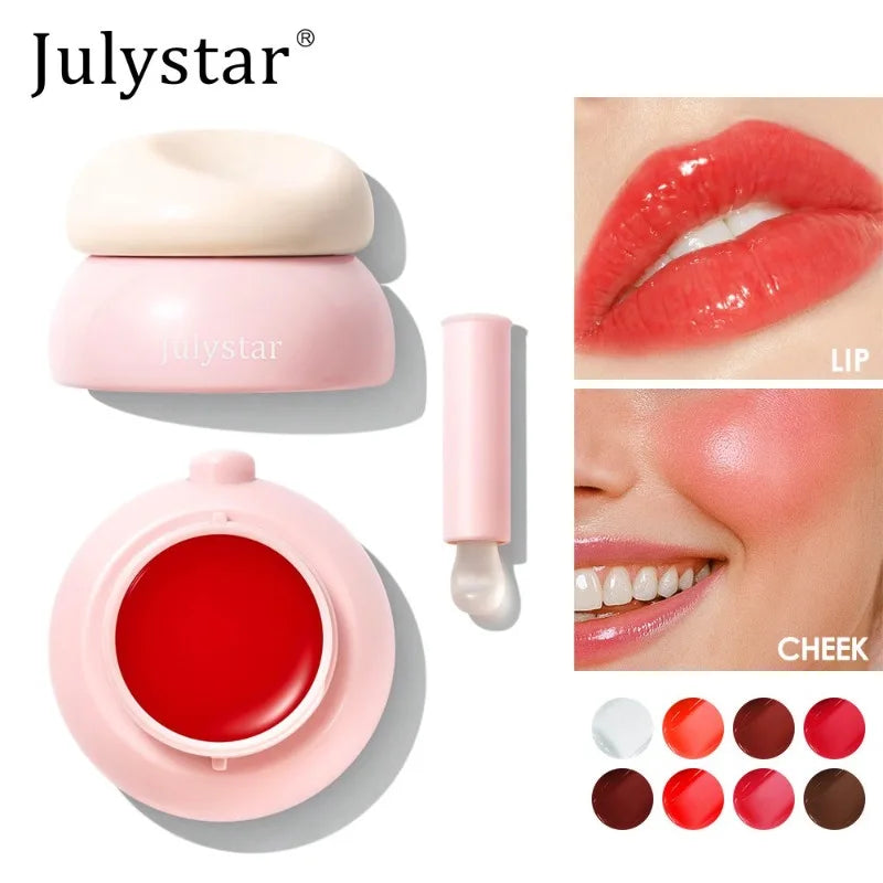 Long-lasting Moisturizing Solid Lip Jelly Red Tinted Lip & Cheek Jam Lip Balm Smooth Gloss Jelly LipGloss Water Light Lipsticks Qme