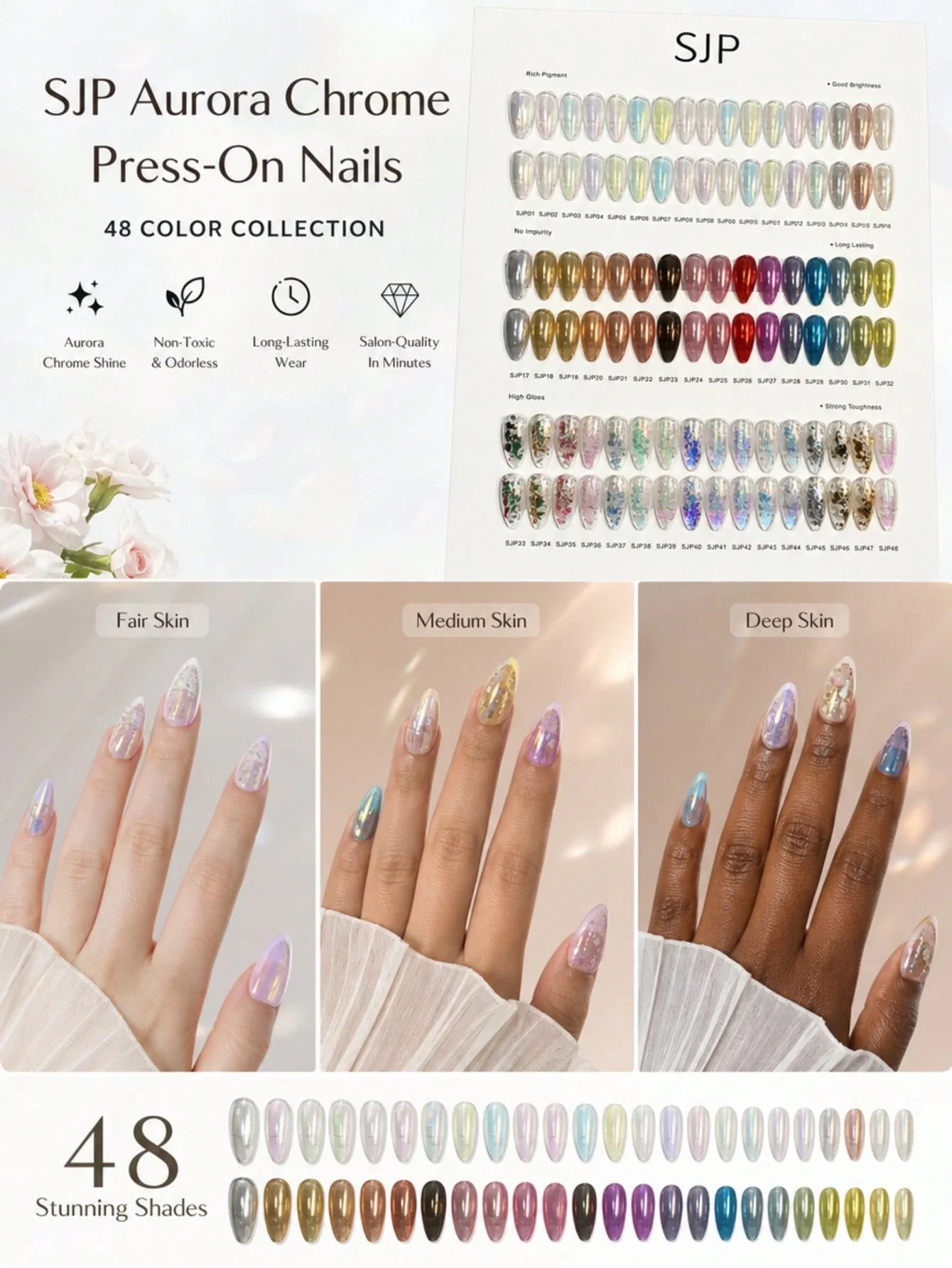 48-color Premium Aurora Ice-clear Nail Powder Includes Cards Storage Qme