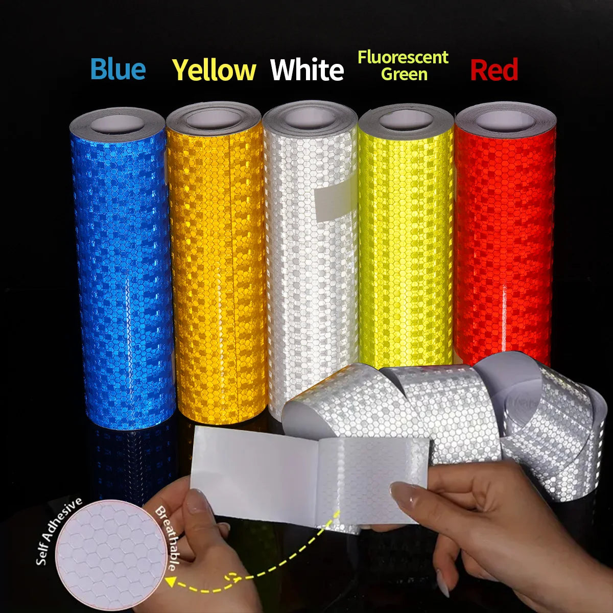 Reflective Safety Mark Tape Stickers Self Adhesive Warning Film for Car Motorcycle Auto Styling Qme