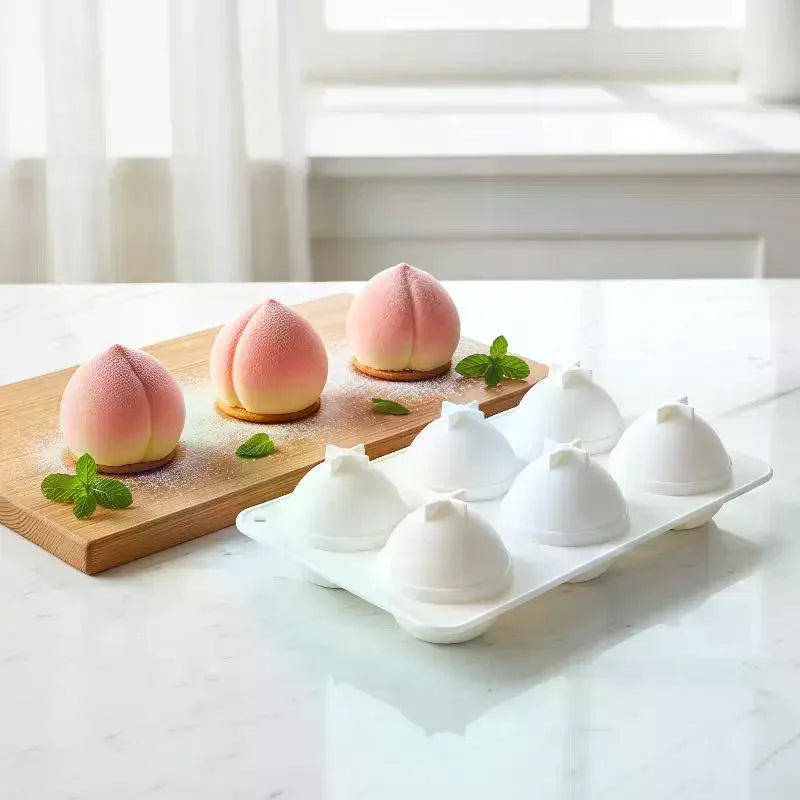 6 Cavity Peach Silicone Cake Baking Mold for Chocolate Mousse Ice Cream Jelly Pudding Pastry Dessert Bread Soap Decorating Tools Qme