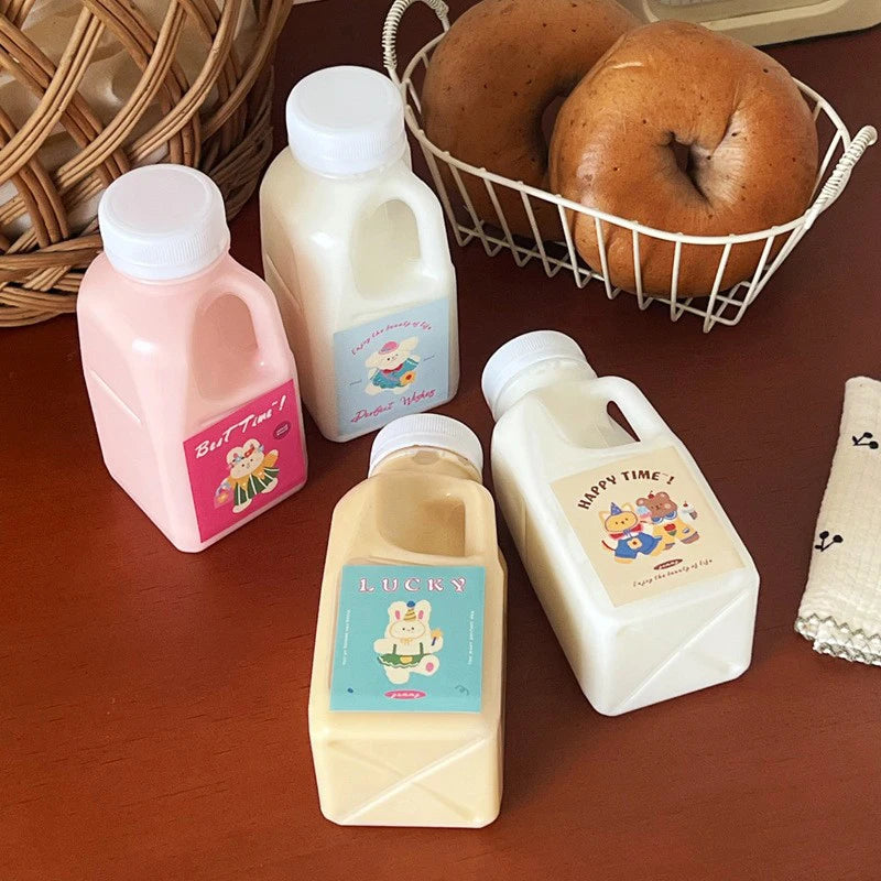 Transparent Kids Water Bottle Plastic Juice PET Milk Beverage Lid Qme