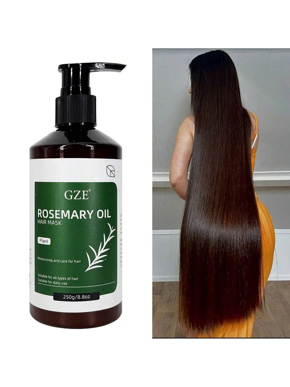 GZE Rosemary Oil Hair Mask for Scalp Health & Shine - Deep Cleansing Treatment to Revitalize Dry, Damaged Hair for Frizz Control Qme