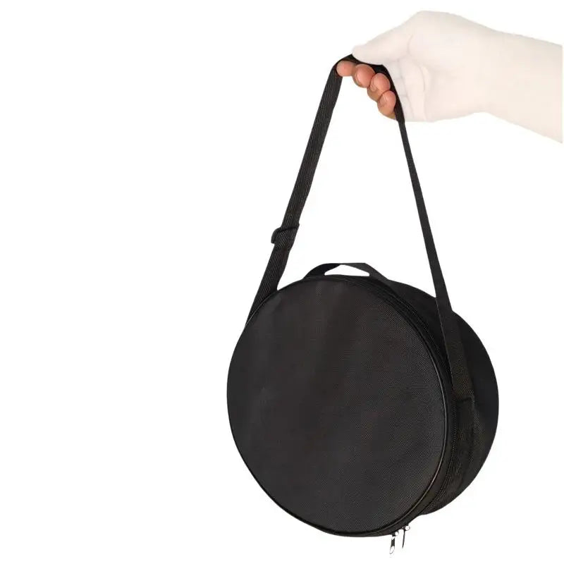 Oxford Cloth Storage Bag Multi-purpose Portable Round Crossbody Handbag Large Capacity Wig Hat Organizer Pouch Qme black