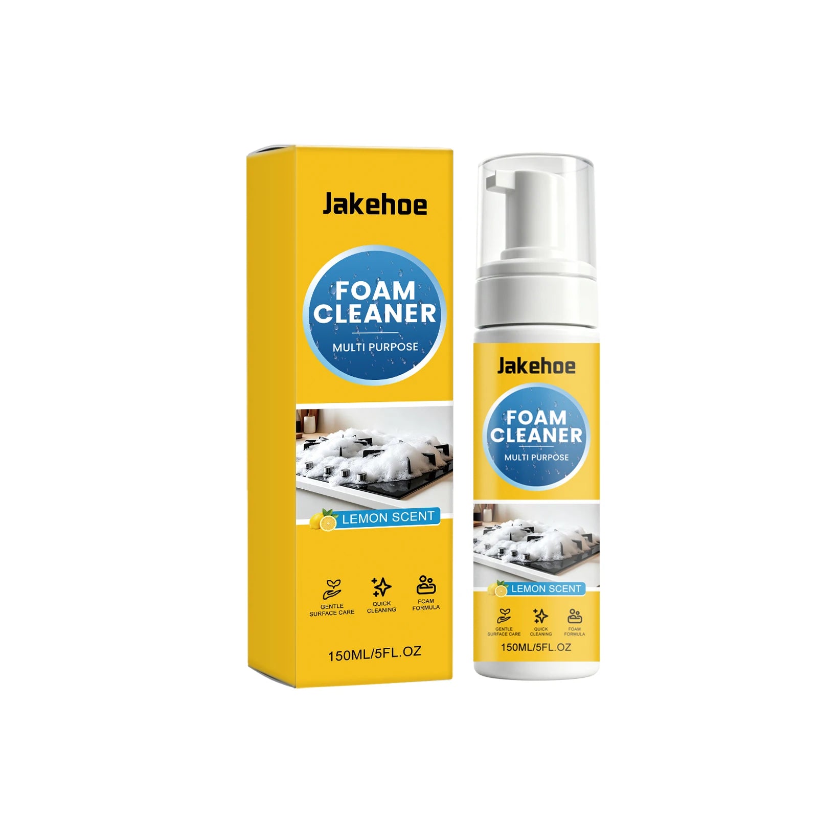 Multi-purpose Foam Cleaning Spray Dissolving Grease Grime Eliminate Musty & Greasy Odors Lemon Scent Powerful Foaming Degreaser Qme 150ML Boxed