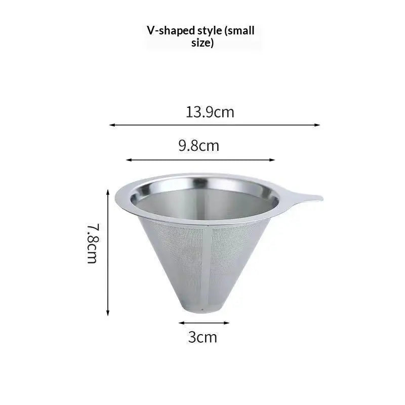 Reusable Stainless Steel Pour Over Coffee Filter Paperless Fine Mesh Qme E