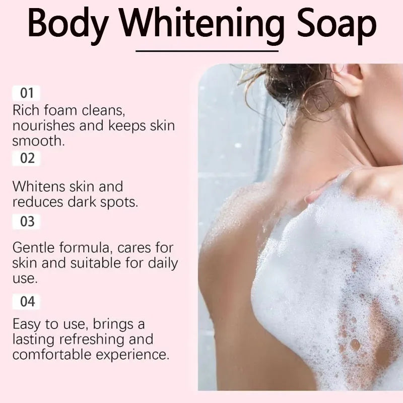 Body Whitening Soap Deep Skin Bleaching Brighten Body Scrub Knees Intimate Part Armpits White Nourishing Moisturizing Care Soap Qme
