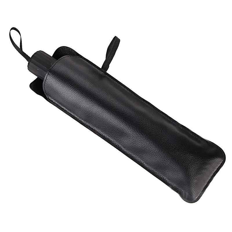 Versatile Black PU Leather Umbrella Storage Pocket Waterproof Easy Qme