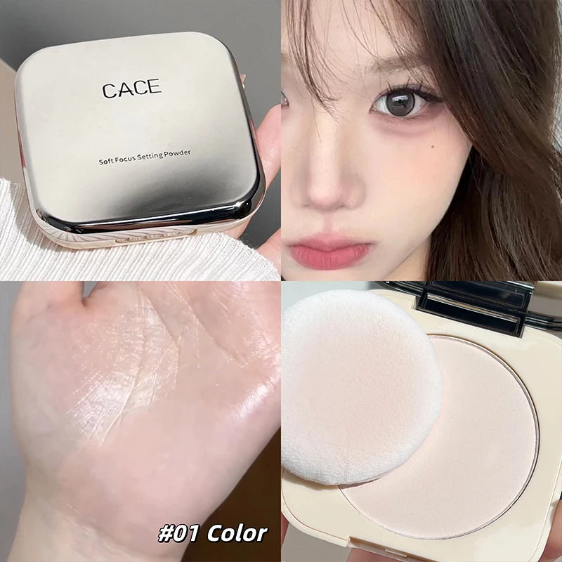 CACE Soft Face Setting Powder Cushion Compact Powder Oil-Control Matte Concealer Finish Smooth Makeup Powder Pressed Cosmetics Qme 01