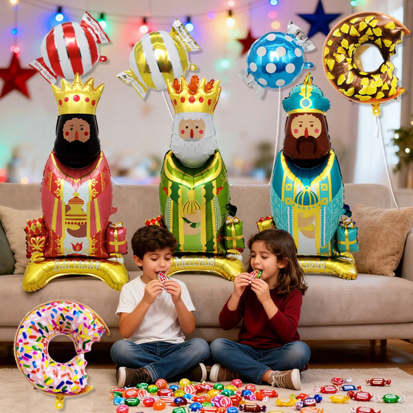 3pcs/set Kings Balloons King's Head Crown Balloons Cartoon King Aluminum Film Balloon Baby Shower Supplies Christmas Gift Globos Qme