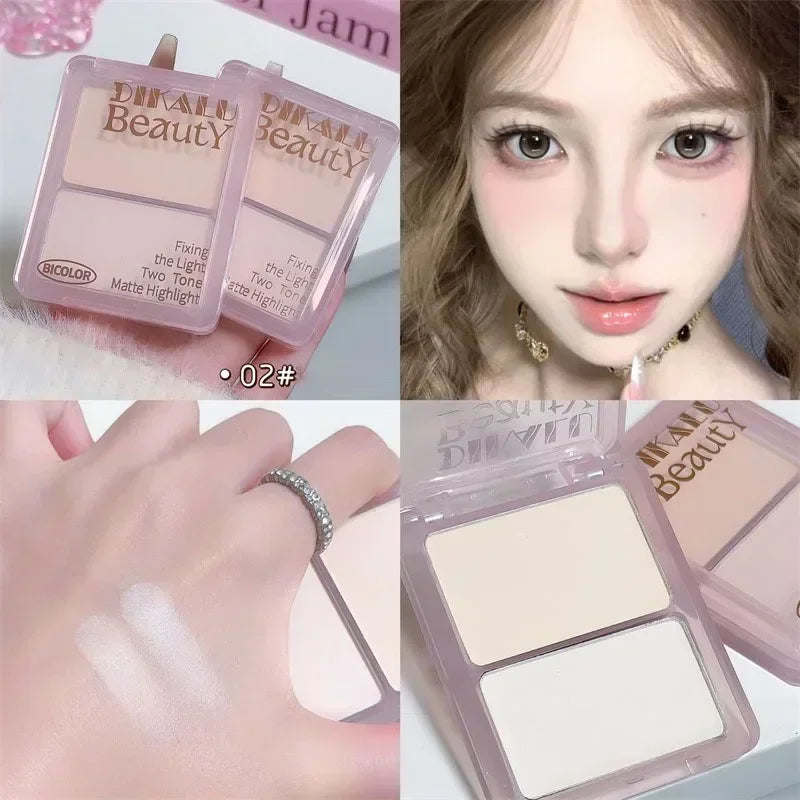 Highlighting Contouring Powder Palette Two-tone Concealer Face Brighten Cement Grey Three-dimensional Nose Shadow Bronzer Makeup Qme 02