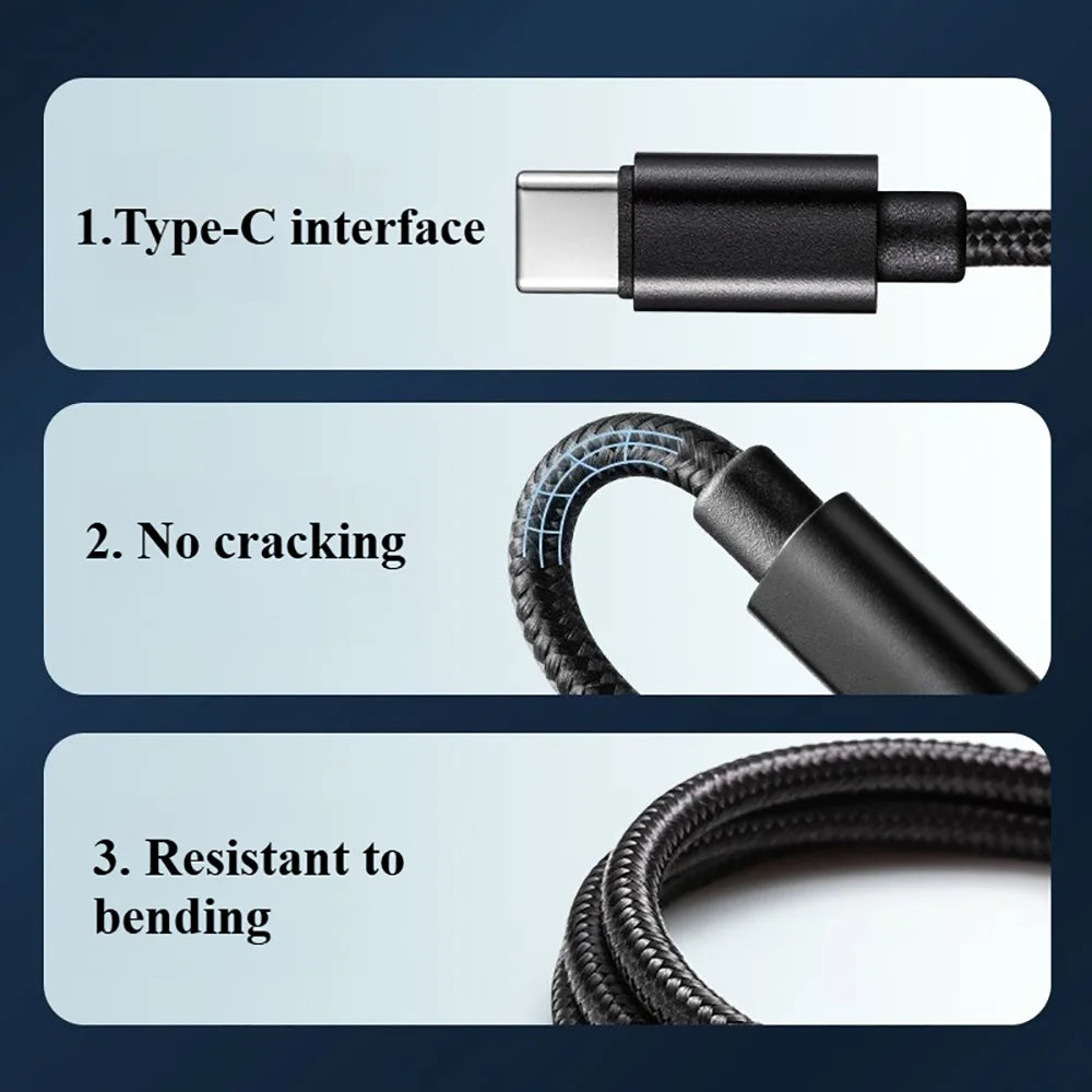 66W USB C To Type C 1m 2m 3m PD Quick Charger Data Cord Fast Charging Cable Nylon Braided Data Cable for Samsung Xiaomi IPhone Qme