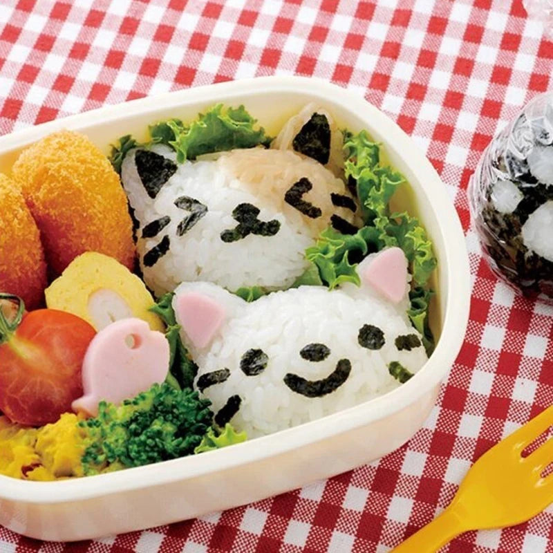 Silicone Rice Ball Mold Cute Cat Bunny Bento Maker Japanese Sushi Nori Rice Mold DIY Kitchen Cooking Tools Gadget Set Qme