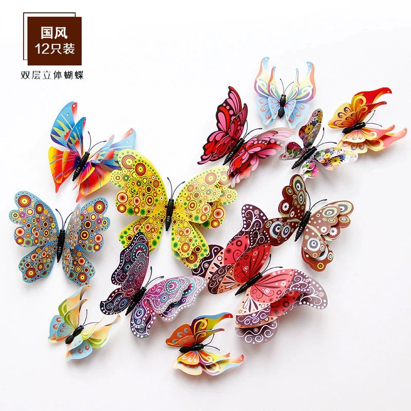 3D Butterfly Wall Stickers Decor Butterflies for Wedding Decoration Magnet Fridge Decals Decoration Sticker Pvc Color Sticker Qme national style