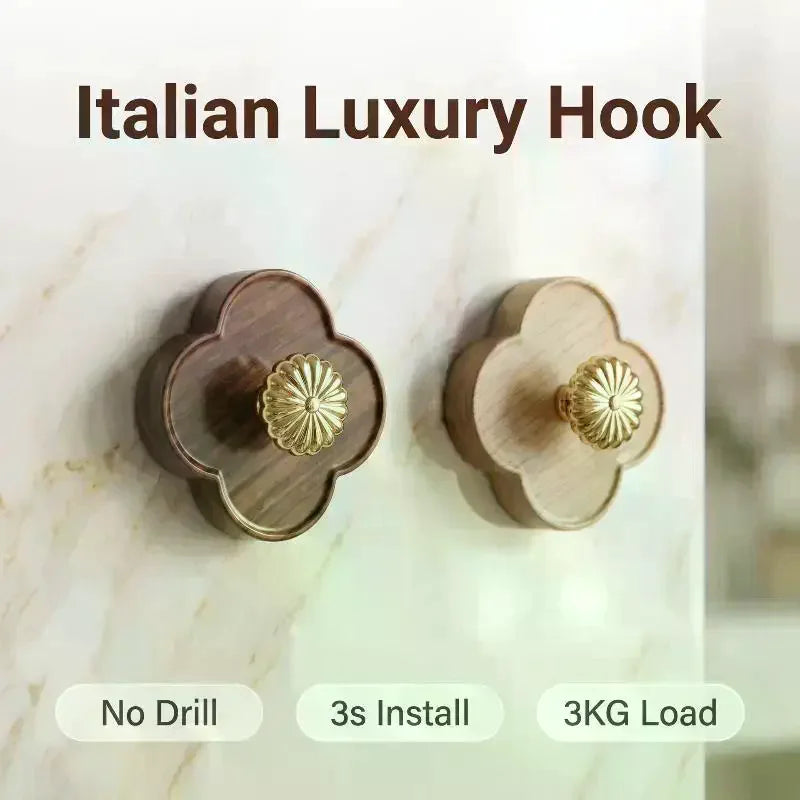 Wood Grain Wall Hook No Drill 3s Installation 3KG Load Capacity For Bathroom Kitchen Home Use Qme