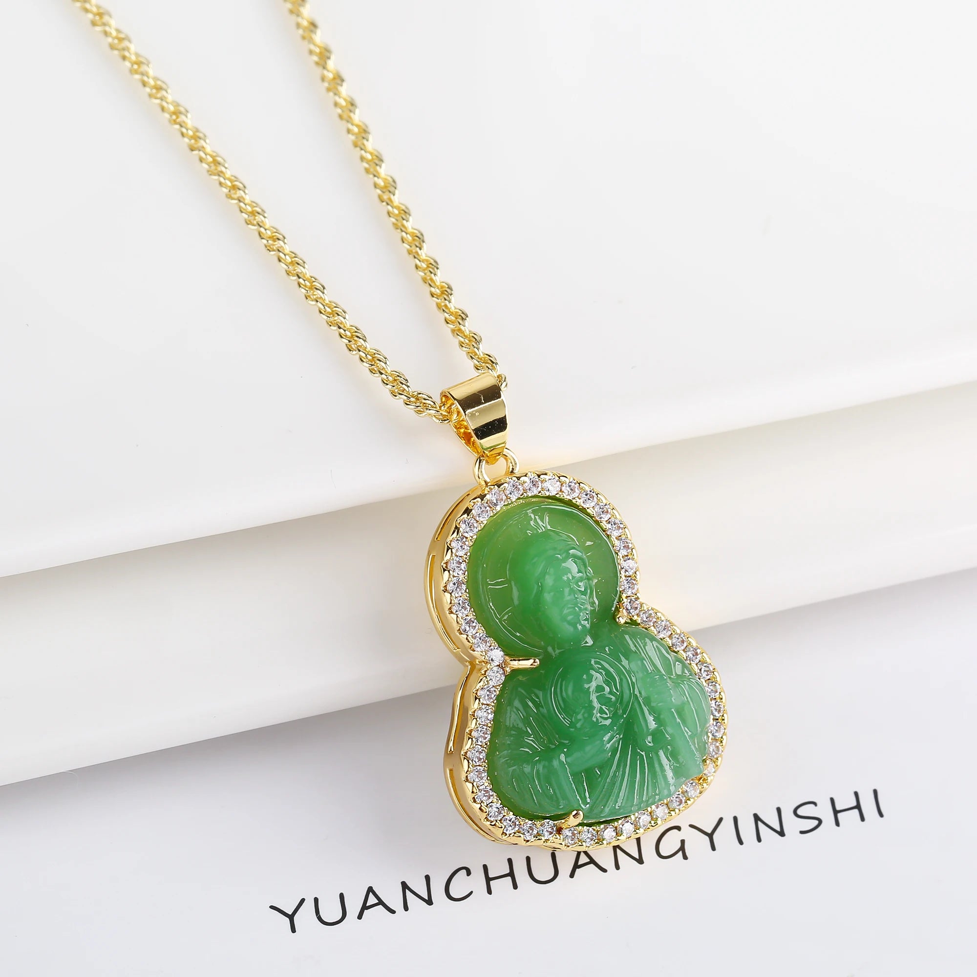 Punk Religious Character Judas Zirconia Pendant Necklace Fashion for Man Woman Christian Catholic St. Jude Jewelry Daily Wear Qme Green 1