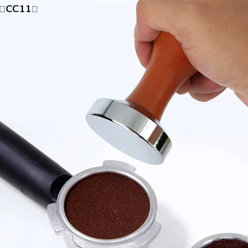 49 51 53 Wood Coffee Tamper Internal Spring Balanced Force Hammer Qme