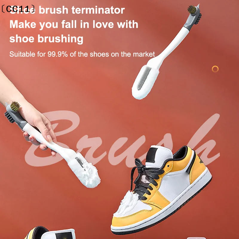 Shoe Cleaning Brush Multifunctional Long-handled Cleaner White Qme