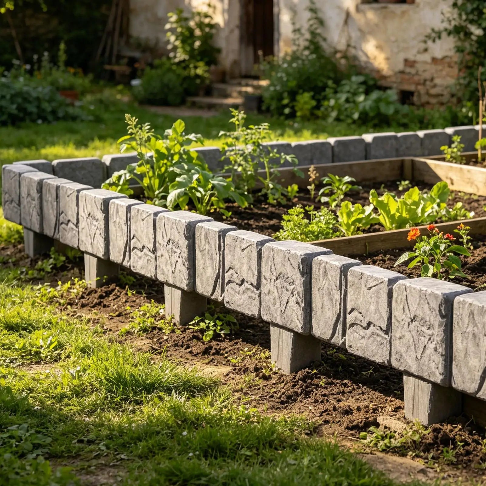 Imitation Stone Garden Fence Faux Artificial Decorative Brick Edging Qme