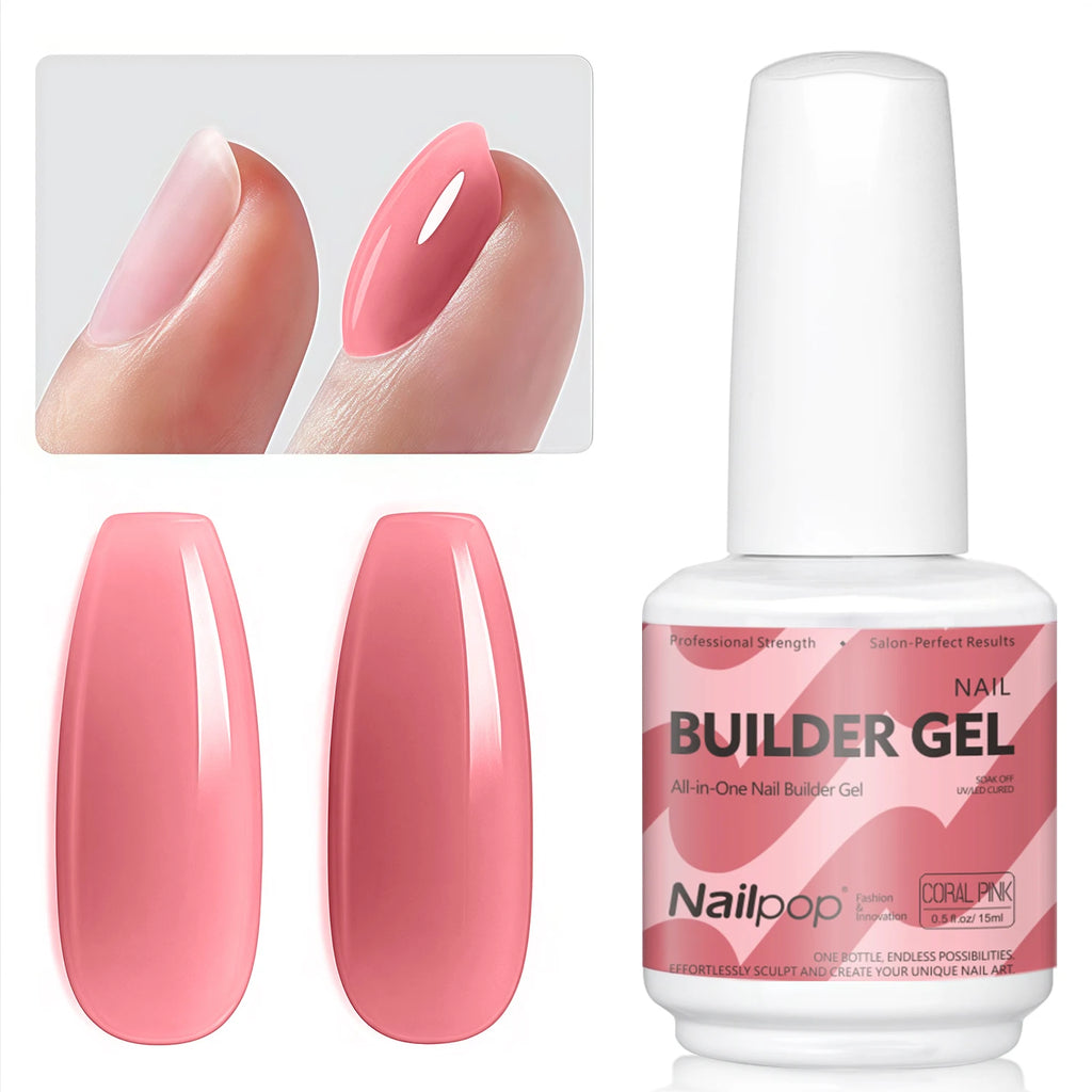 Nailpop 7-in-1 Builder Nail Gel HEMA TPO Fast Building Polish 8 Qme BG-CORAL PINK