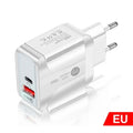 PD12W Charger, 5V2A Mobile Phone Charger, Type - c Adapter, PD + USB Charging Head, EU US UK Charging Head, New Travel Charger Qme US