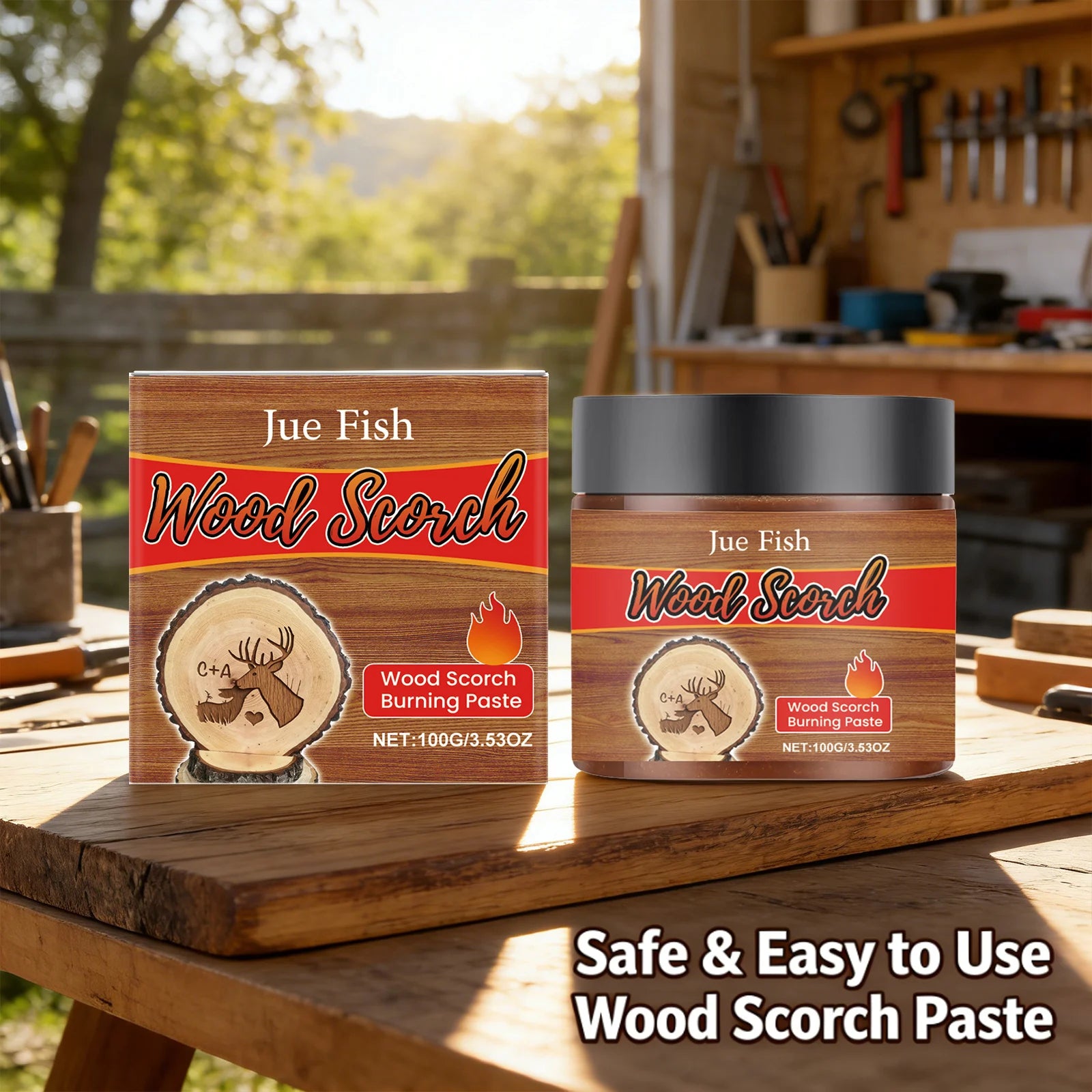 Wood Scorch Burning Paste DIY Pyrography Handmade Personalization Stimulate Creativity Interesting Combustion Effect Unique Gift Qme
