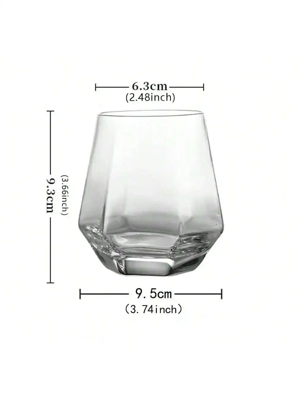 Diamond Shaped Creative Glass Water Cup Transparent Juice Breakfast Qme white 401-500ml