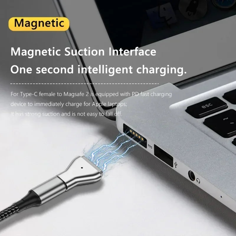 1pcs Type C Magnetic USB PD Adapter Connector, Type-C Female to Magsafe USB C Female Magnet Plug Converter for MacBook Qme