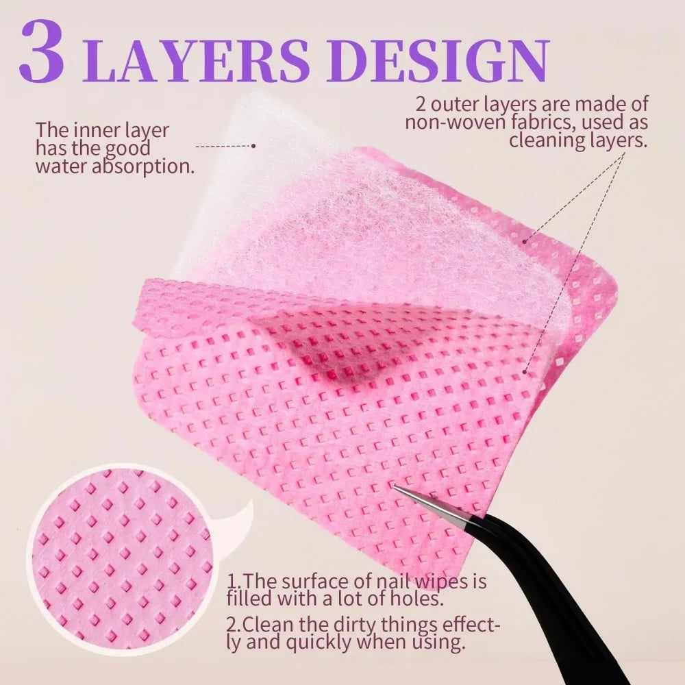 50pcs Disposable Nail Cleaning Wipes Lint Free Paper Towels Gel Polish Remover Pads Cotton Wipes UV Gel Manicure Nail Art Tools Qme