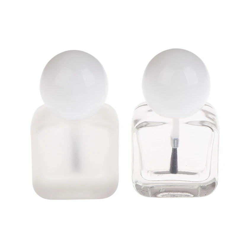 Empty Nail Polish Bottles Clear Glass Gel Brush Cap Oil Art Tool Qme