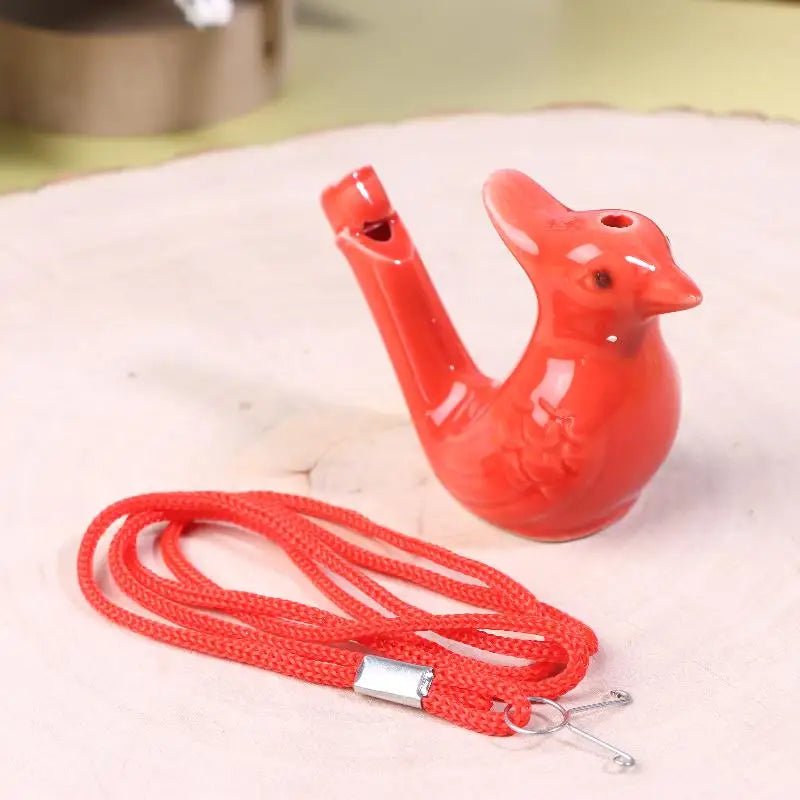 1 Bird Whistle Water Musical Ceramic Colorful Animal Shape Early Qme Red