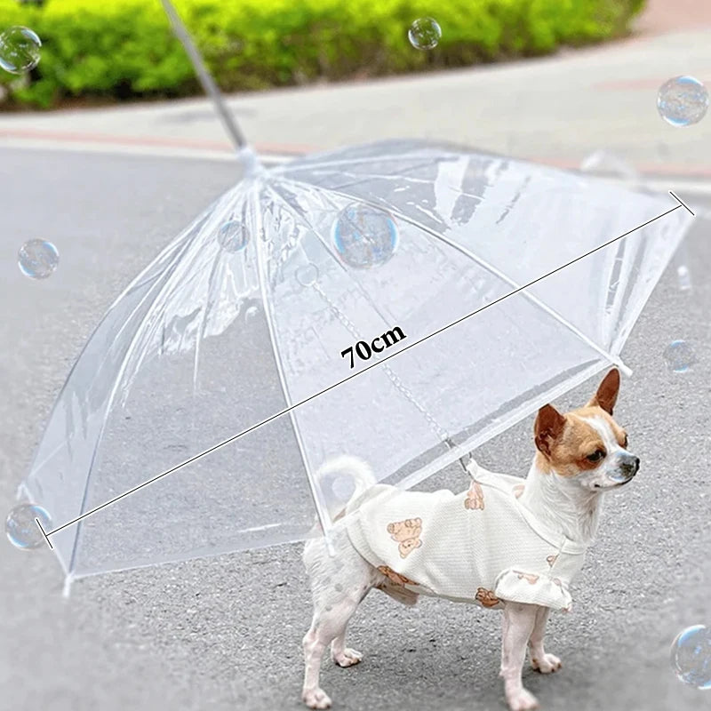 Small Dogs Adjustable Doggy Umbrella Pet Leash Rainproof Snowproof Dog Qme