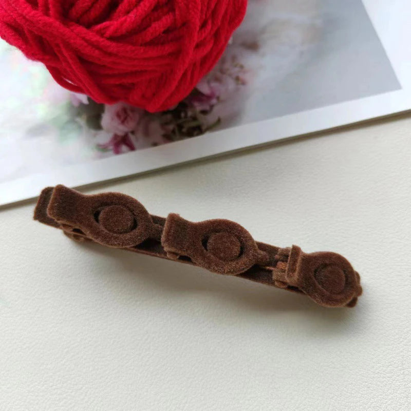 High-quality Solid Braided Hair Clip Fragrant Forehead Flock Accessory Qme A2 coffee