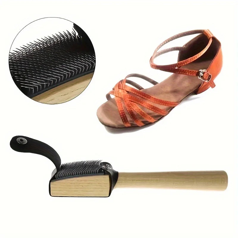 Shoe Brush, Ballet Dance Shoe Wire Brush PU Protector Wood Handle Ballroom Soles Latin Dance Shoe Brushes Qme