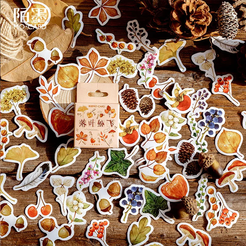 46Pcs/Box Green Forest Series Stickers Aesthetic Stickers Diary Planner Decorative Mobile Stickers Scrapbooking Craft Sticker Qme E